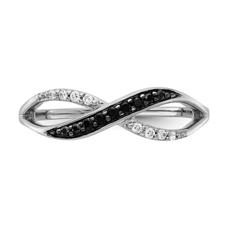 14k White Gold w/ Blue and White Diamond Crisscross Ring