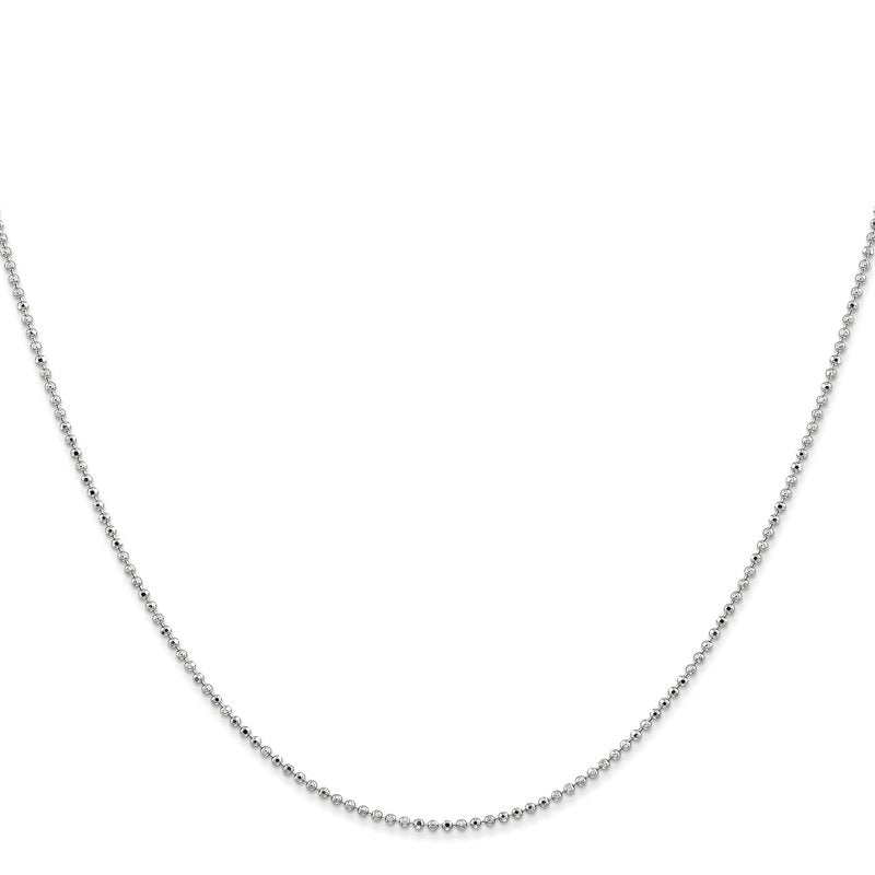 14K White Gold 10 inch 1.2mm Diamond-cut Beaded with Lobter Clasp Anklet