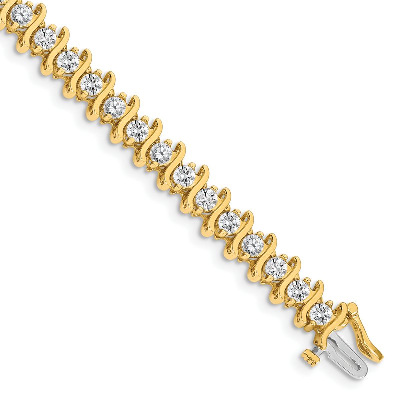 14k Complete 5.95 carat Round VS Diamond 2-prong S-link 7 inch Tennis Bracelet