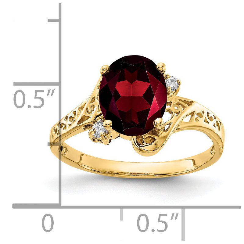 14k Garnet Diamond ring