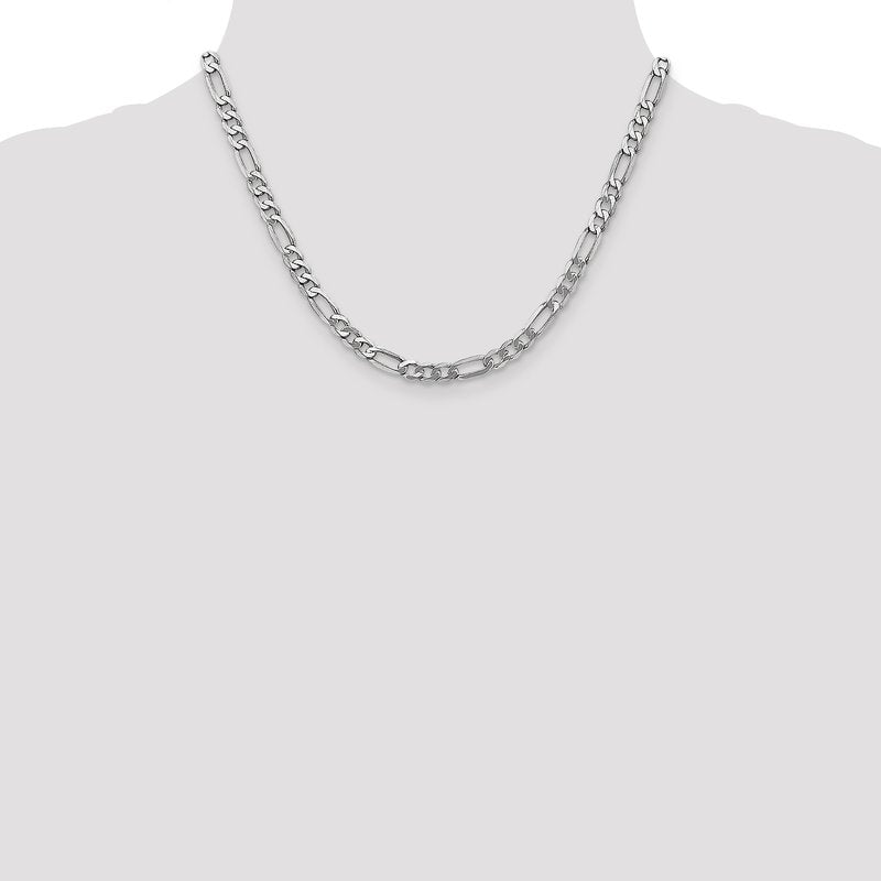 14K White Gold 26 inch 5.5mm Flat Figaro with Lobster Clasp Chain