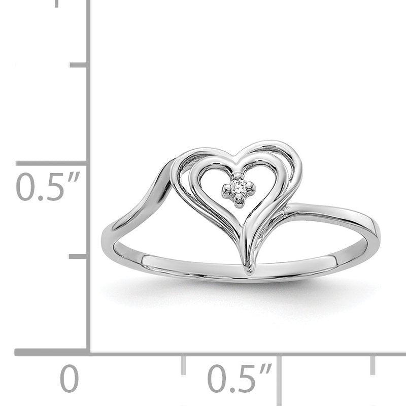 14k White Gold A Diamond heart ring