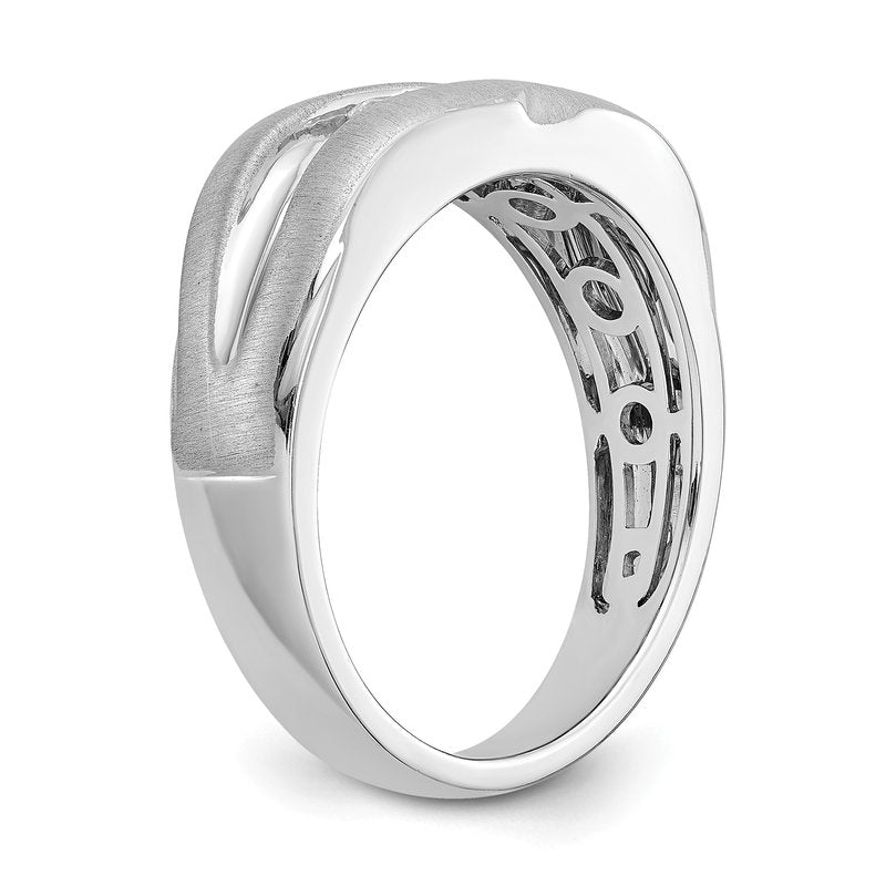14K White Gold Men's 1/3 carat Lab Grown Diamond VS/SI  D E F  Brushed and Polished Band