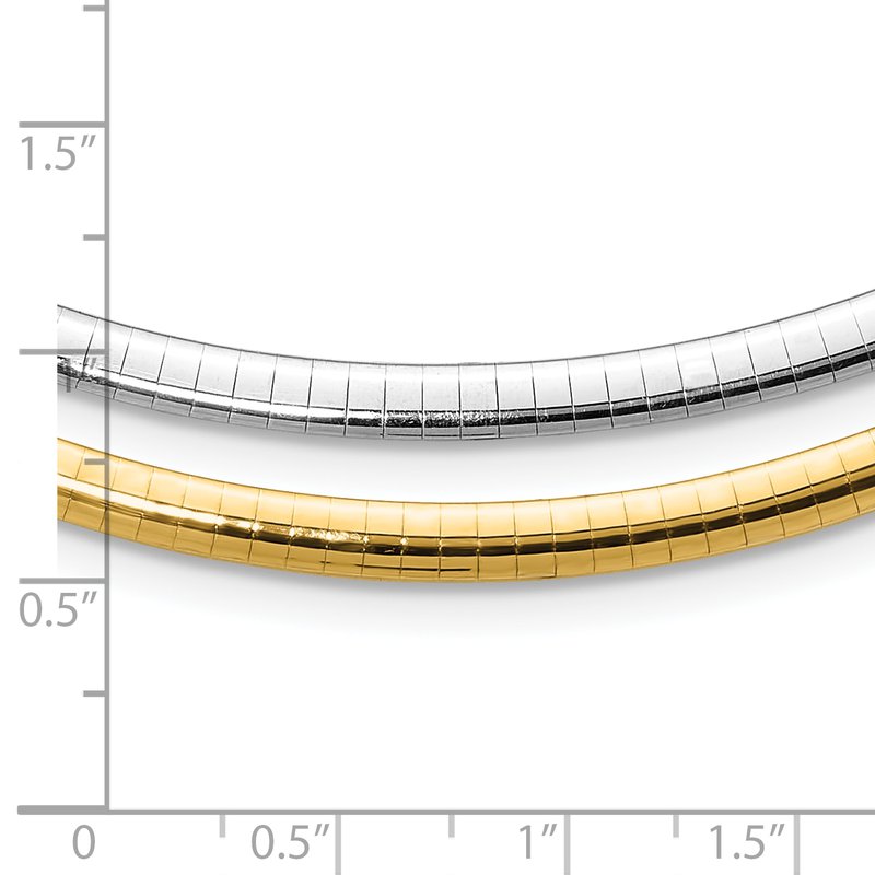 14k Two-tone 4mm Reversible White and Yellow 16 inch Domed Omega Necklace