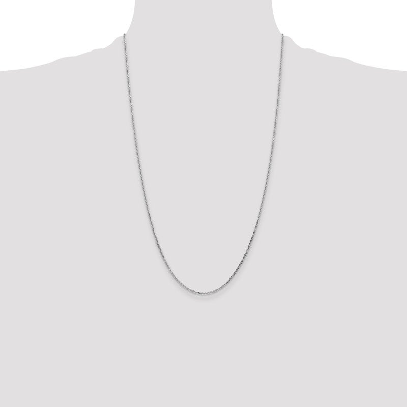 14K White Gold 26 inch 1.4mm Diamond-cut Round Open Link Cable with Lobster Clasp Chain