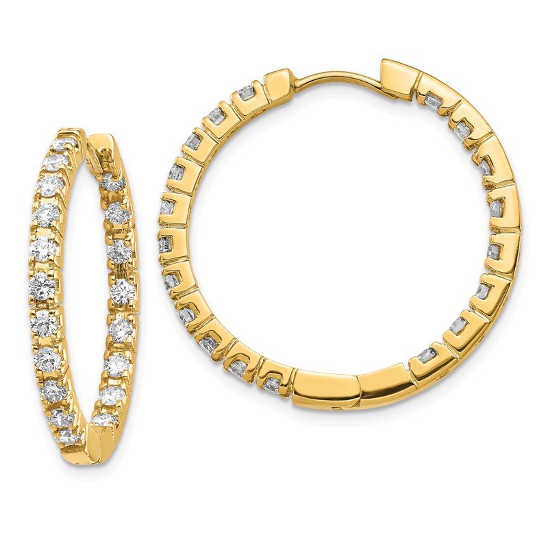 14k 1.9 carat AA Diamond In/Out Hinged Hoop Earrings