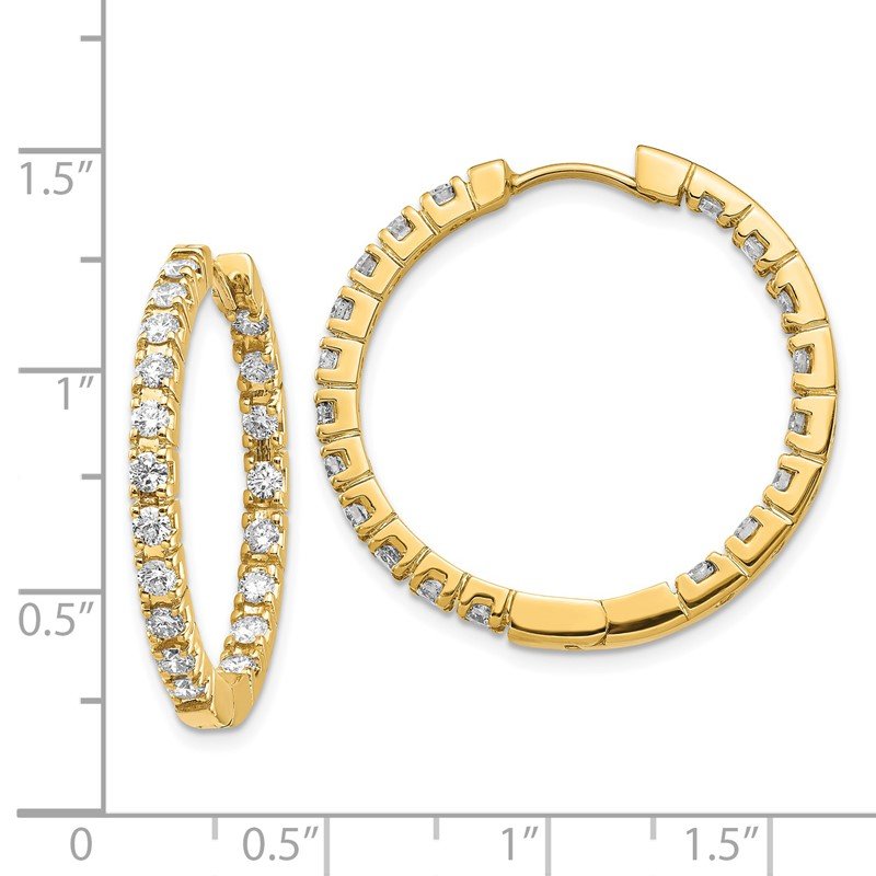 14k 1.9 carat AA Diamond In/Out Hinged Hoop Earrings
