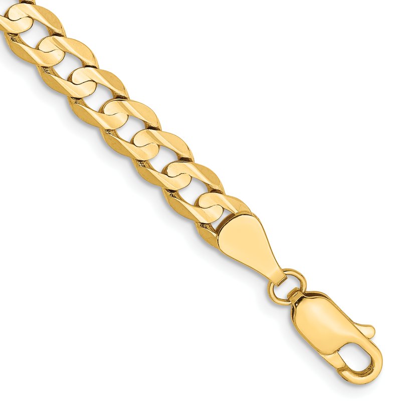 14K 26 inch 5.25mm Open Concave Curb with Lobster Clasp Chain