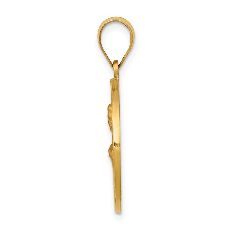 14k Polished and Satin Hollow Saint John Medal Round Pendant