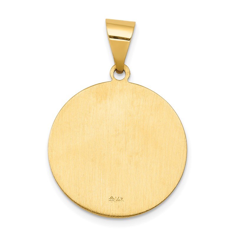 14k Polished and Satin Hollow Saint John Medal Round Pendant