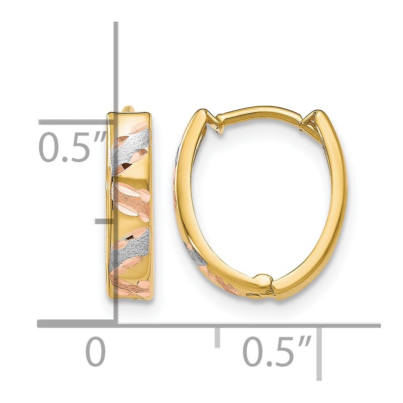10K Two-tone with White Rhodium Polished and Satin D/C Earrings