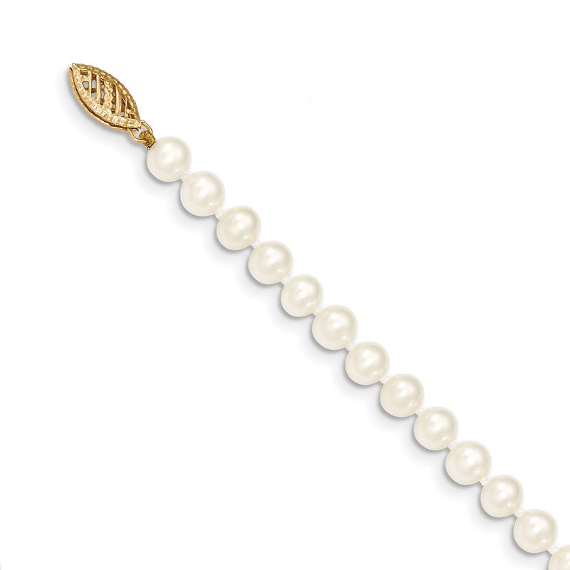 14k 5-6mm White Near-Round Freshwater Cultured Pearl 16 inch Necklace