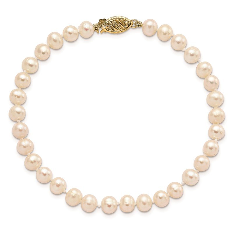14k 5-6mm White Near-Round Freshwater Cultured Pearl 16 inch Necklace