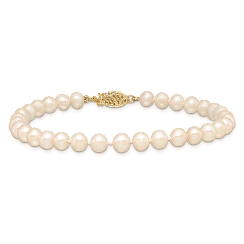 14k 5-6mm White Near-Round Freshwater Cultured Pearl 16 inch Necklace
