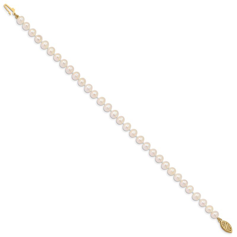 14k 5-6mm White Near-Round Freshwater Cultured Pearl 16 inch Necklace