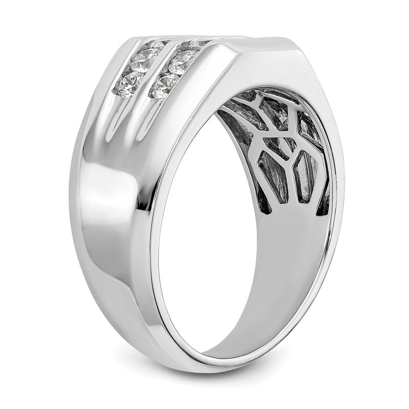 14K White Gold Men's 1/2 carat Lab Grown Diamond VS+ F+ Complete Double Channel Band