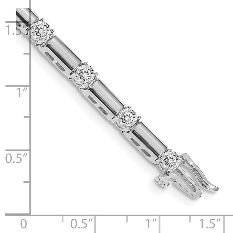 14k White Gold Complete 2.1 carat Round AA Diamond Bar Link 7 inch Tennis Bracelet