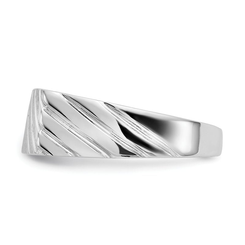 14k White Gold 16.5x7.5mm Open Back Mens Signet Ring