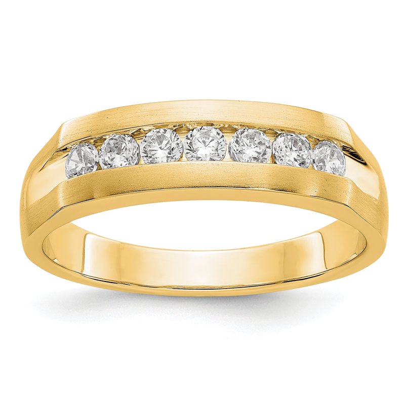 14K White Gold Men's 1/2 carat Lab Grown Diamond VS+ F+ Complete Channel Band