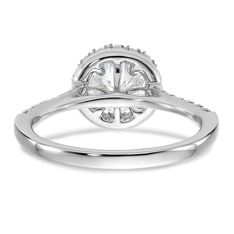 14K White Gold 1/4 carat Lab Grown Diamond VS+ F+ Semi-Mount Round Halo Engagement Ring