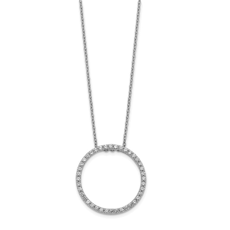 14k White Gold 1/4 carat Diamond Circle 18 inch Necklace