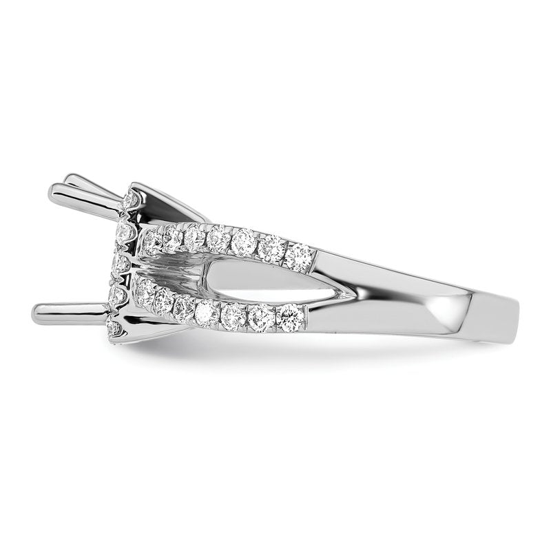 14K White Gold 3/4 carat Lab Grown Diamond VS/SI  D E F  Semi Mount Princess Halo Engagement Ring