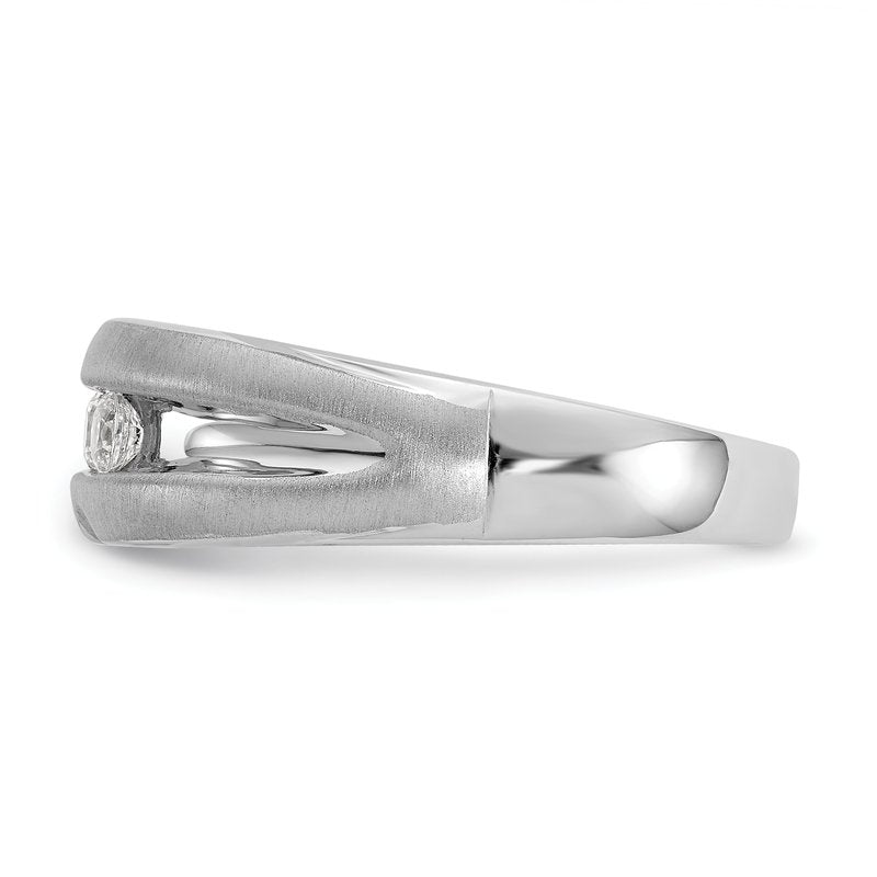 14K White Gold Men's 1/3 carat Lab Grown Diamond VS/SI  D E F  Brushed and Polished Band