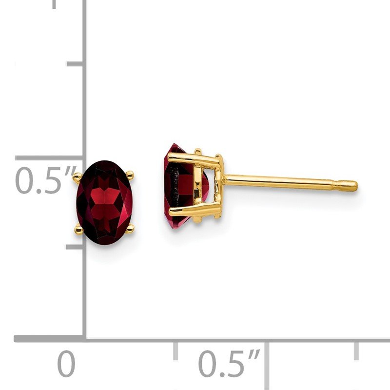 14k 6x4mm Oval Garnet Post Earrings