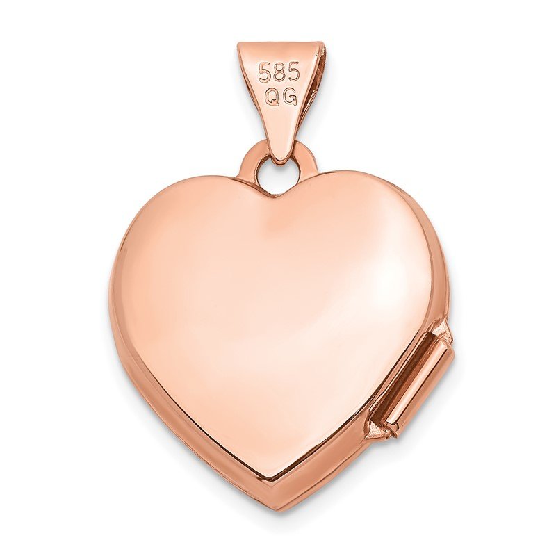 14k Rose Gold Floral 15mm Heart Locket