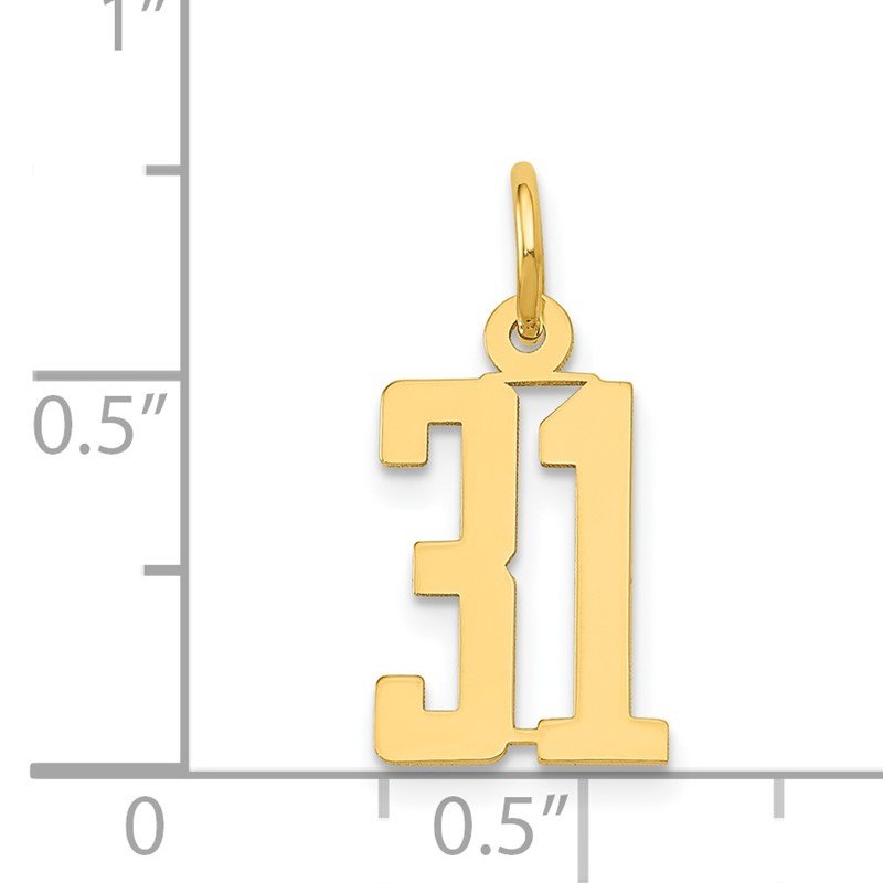 14k Small Elongated Number 31 Charm