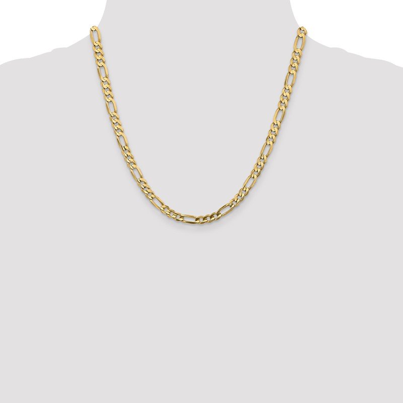 14K 26 inch 5.5mm Concave Open Figaro with Lobster Clasp Chain