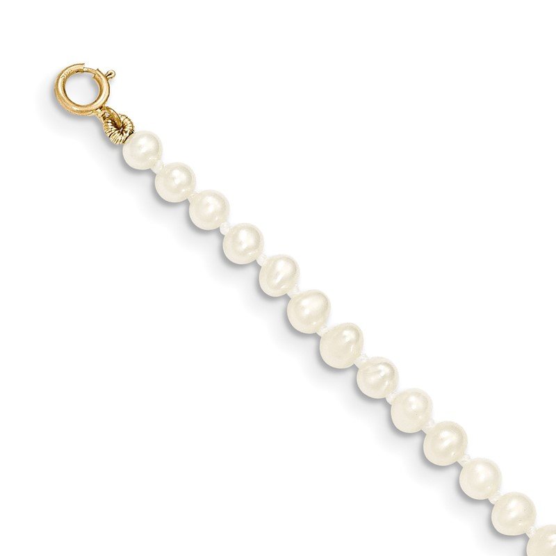 14k Children's 3-4mm White Semi-Round Freshwater Cultured Pearl 12 inch Necklace