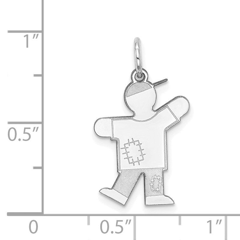 14k White Gold The Kids Small Patches Boy Engravable Kiss Charm