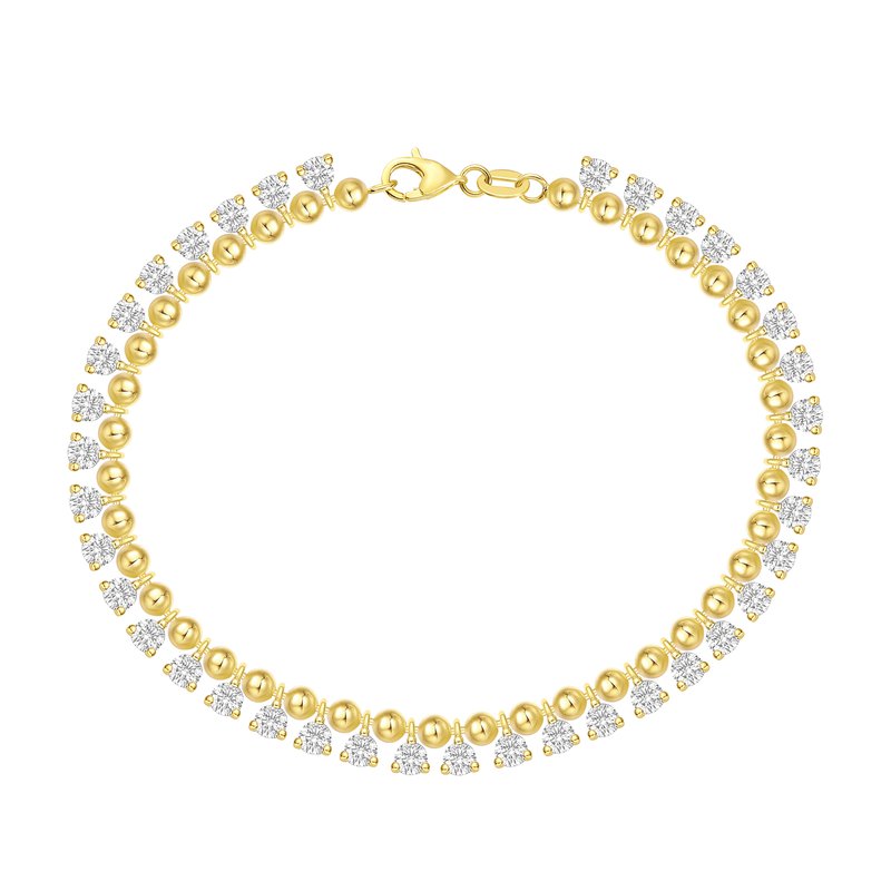 Smiling Rocks 3.21Ct E-F/SI1 Lab Grown Diamond with Bead Ball Bracelet