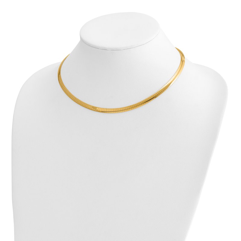 14k Two-tone 5mm Reversible White and Yellow 16 inch Domed Omega Necklace