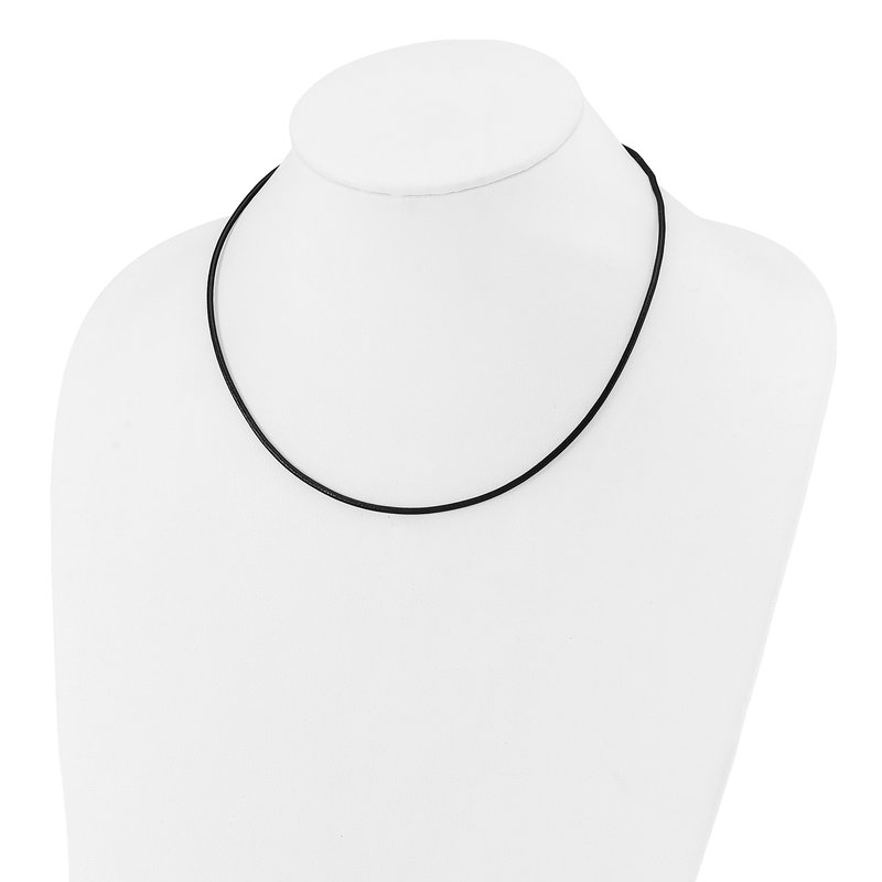 14k Yellow Clasp 2mm 16 inch Black Leather Cord Necklace