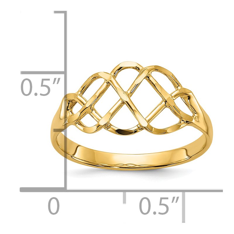 14k Polished &amp; Diamond-Cut Fancy Ring