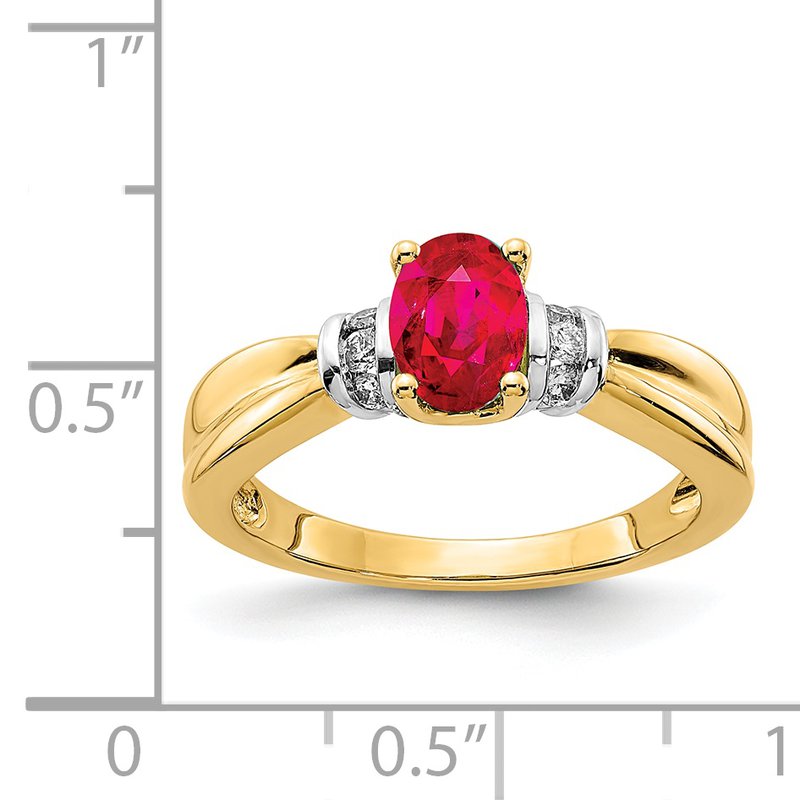 14k with Rhodium Diamond and Oval Emerald Ring