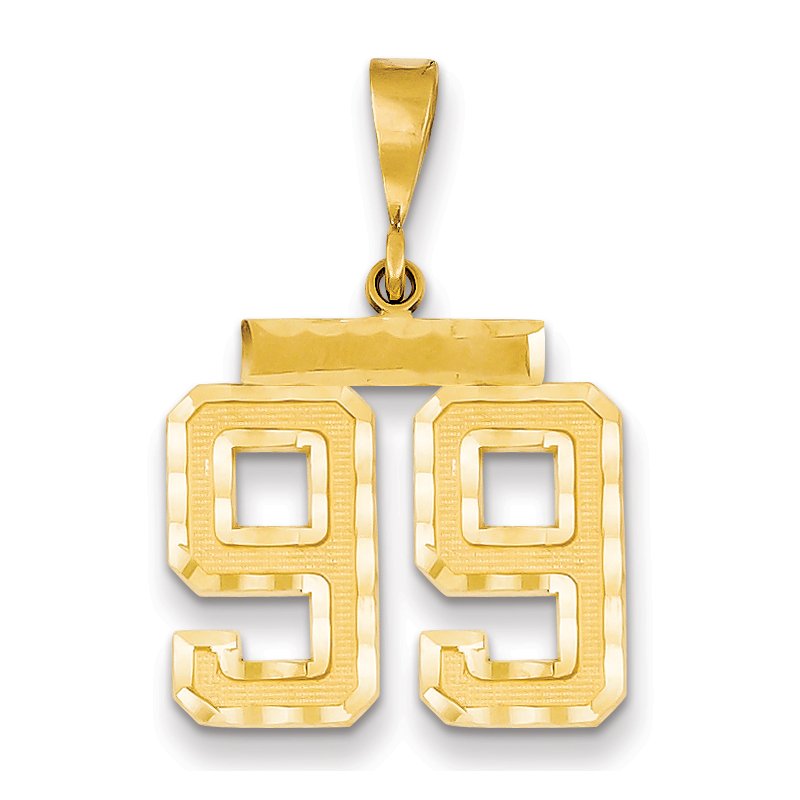 14k Medium Diamond-cut Number 99 Charm