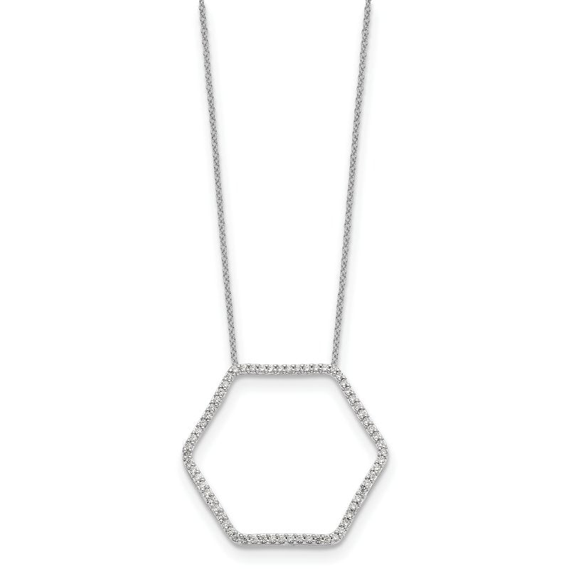 14K White Gold 1/4 carat Lab Grown Diamond VS+ F+ 18 in Complete Hexagon Necklace