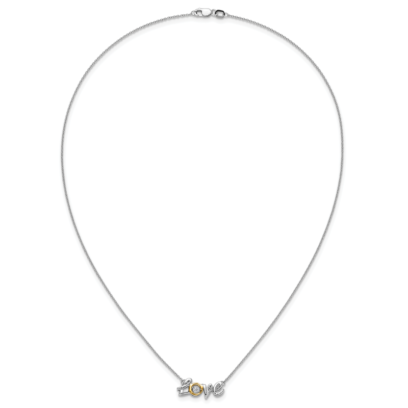 14k Two-tone LOVE Moving .03 carat Diamond 18 inch Necklace