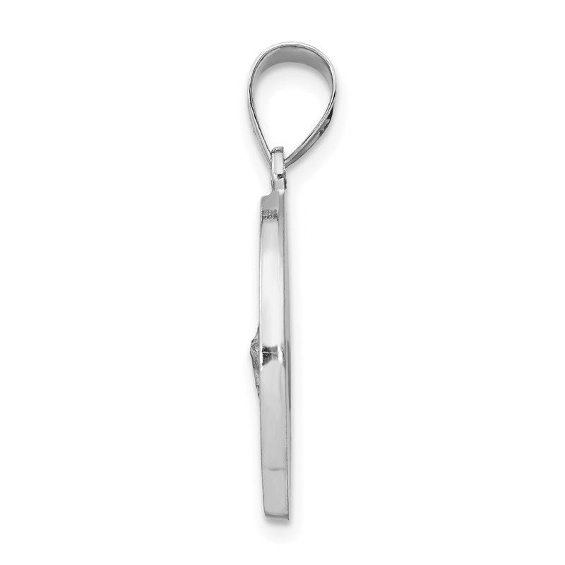 14K White Gold Polished and Satin Hollow St Jude Thaddeus Medal Round Pendant
