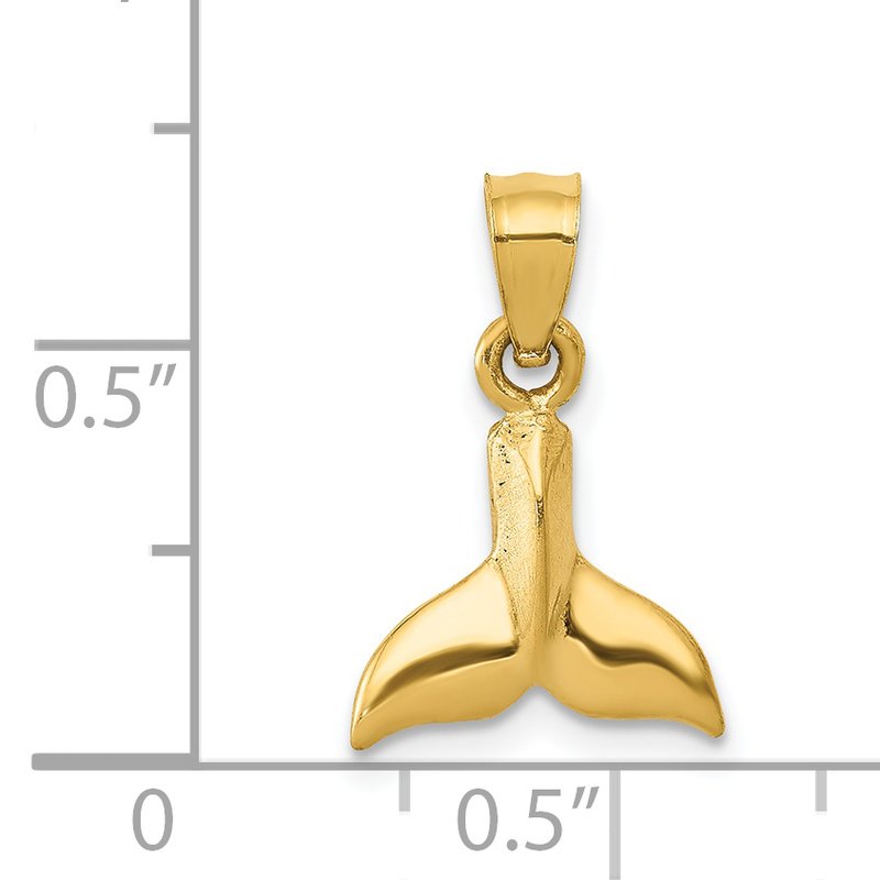 14K 3-D Whale Tail Pendant
