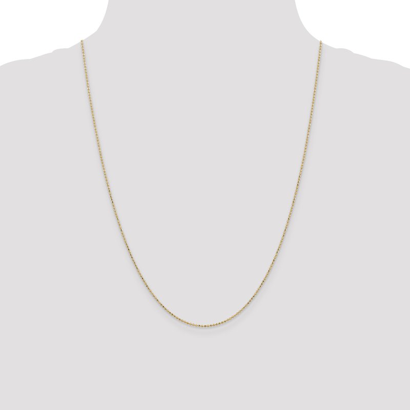 14K 10 inch 1.2mm Diamond-cut Beaded with Lobter Clasp Anklet