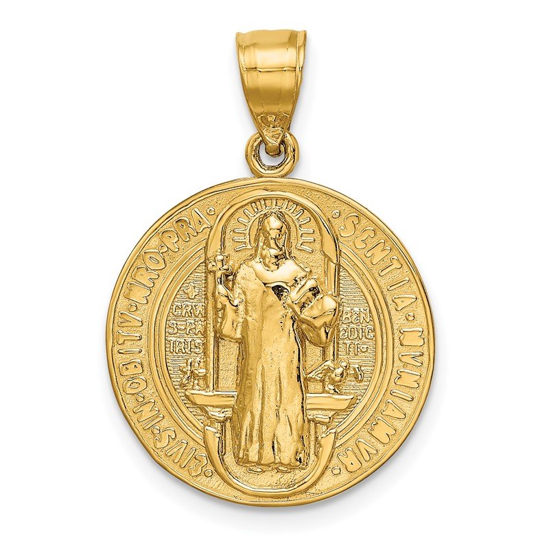 14k Polished Solid San Benito 2-Sided Round Pendant
