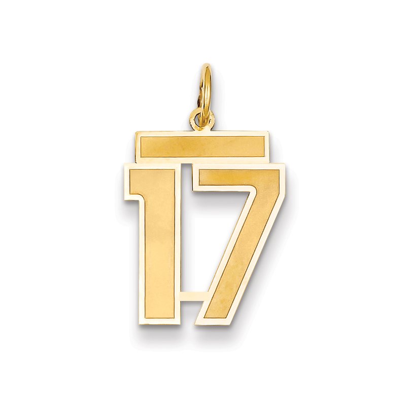 14k Medium Satin Number 17 Charm