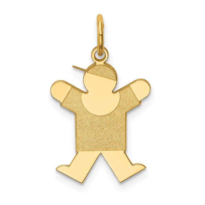 14k The Kids Small Boy with Hat Engravable Joy Charm