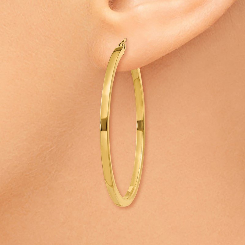 14k 2mm Square Tube Hoop Earrings