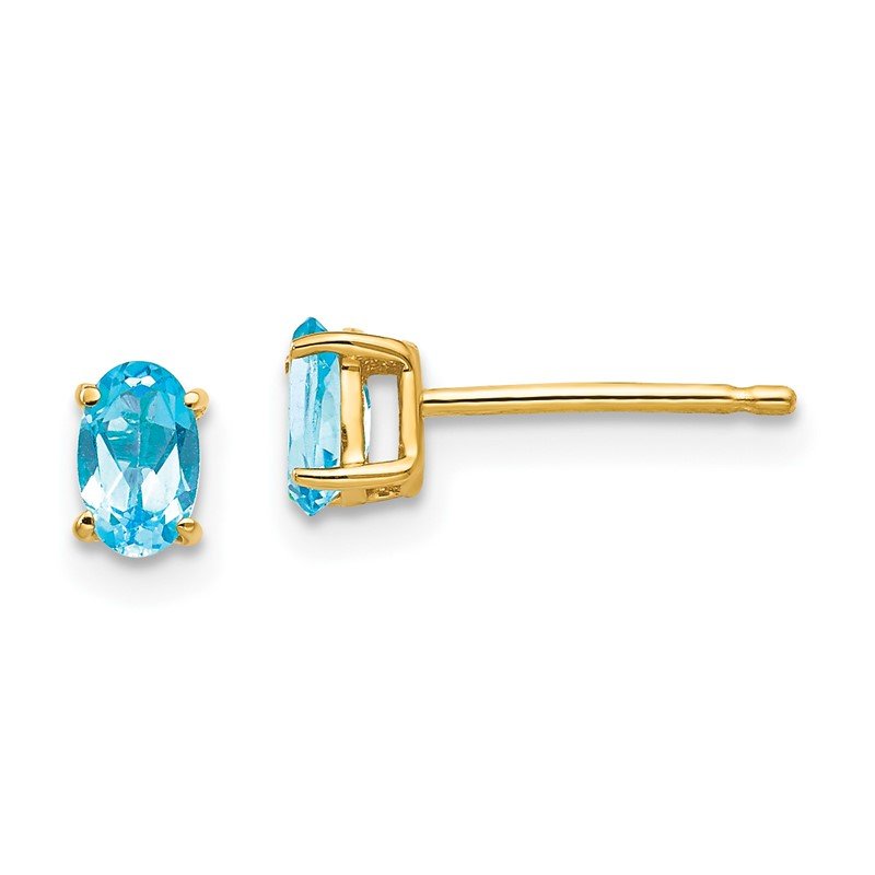 14k 5x3mm Oval Blue Topaz Post Earrings