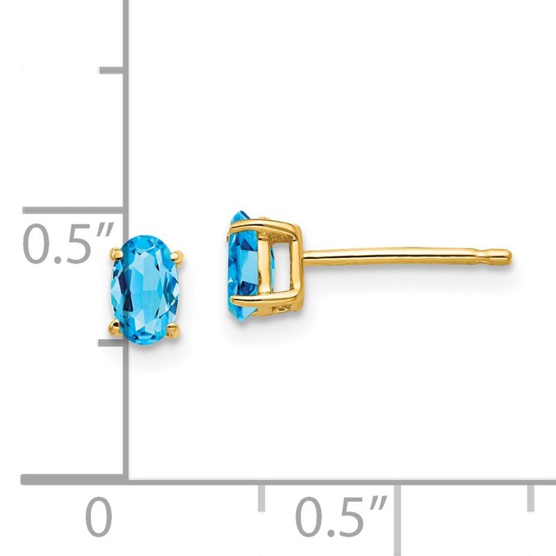 14k 5x3mm Oval Blue Topaz Post Earrings